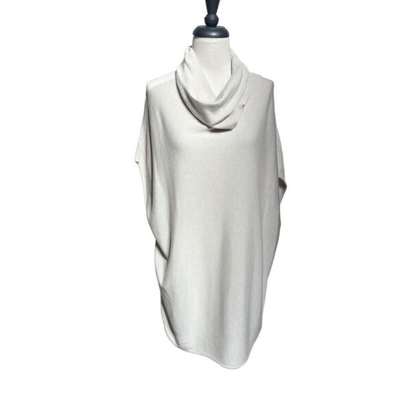 Joan Vass Beige Cowl Neck Sleeveless Tunic Sweater Size Medium - Picture 1 of 5